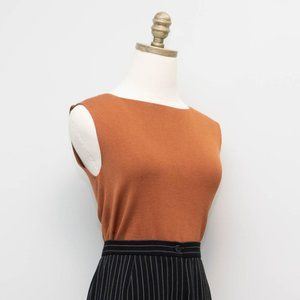 silk & cotton burnt orange ribbed tank / size m